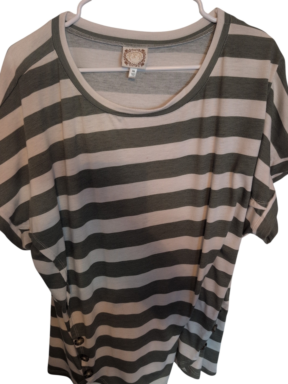 Striped Green and Cream Women’s Knit Top